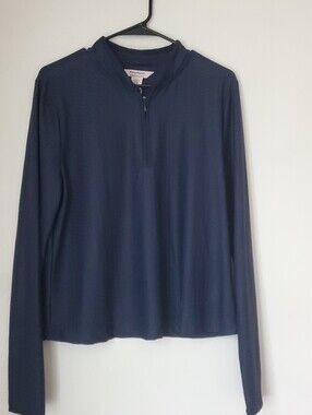 Tommy Bahama Everyday Active Womens Quarter Zip Pullover Size XL Blue Golf Top